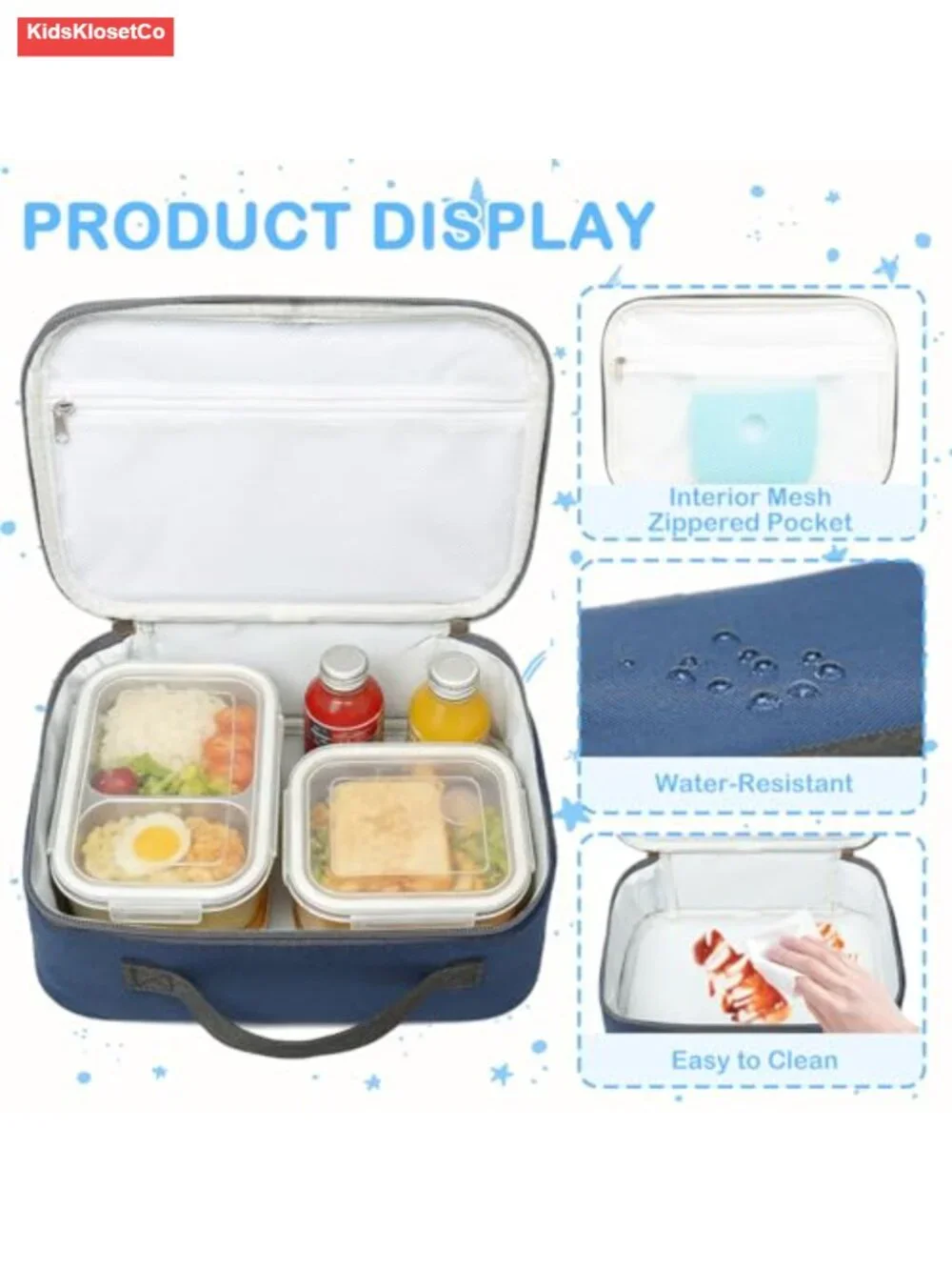 Insulated Lunch Bag for Kids - Durable 600D Polyester Thermal Tote with Zipper,